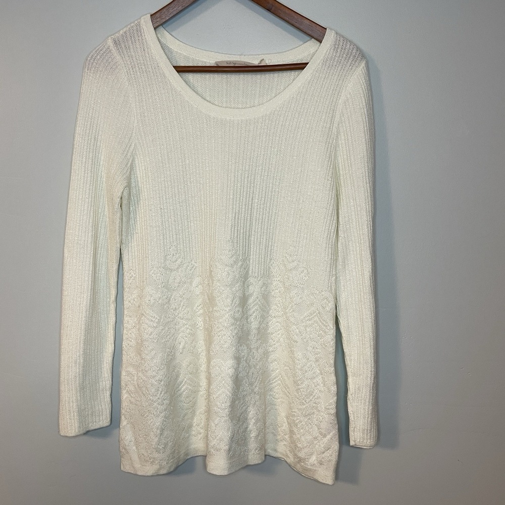 Soft Surroundings Aida Sweater Medium Cream Chenille Petite‎ Small